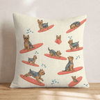 Surf's Up Yorkie Throw Pillow - Hillcroft Home