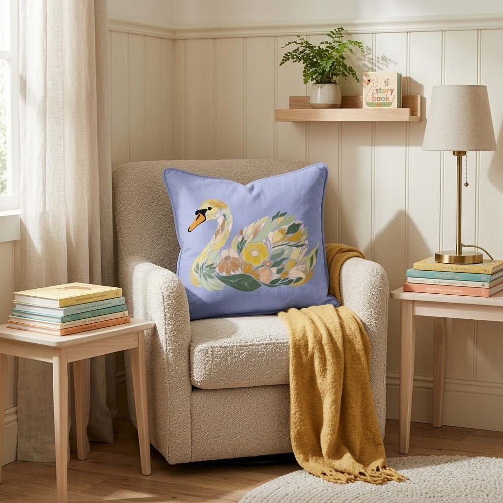 Swan Bloom Throw Pillow - Hillcroft Home