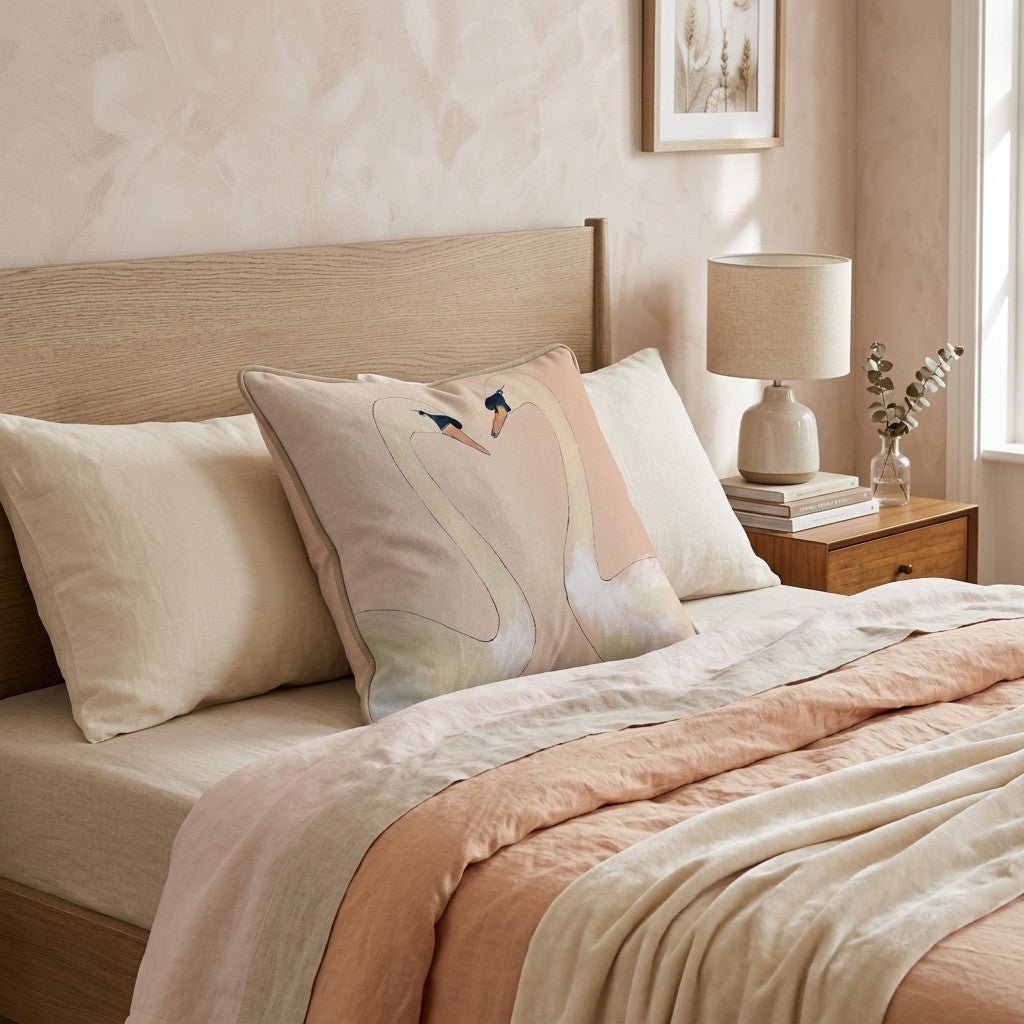 Swans in Love Throw Pillow - Hillcroft Home