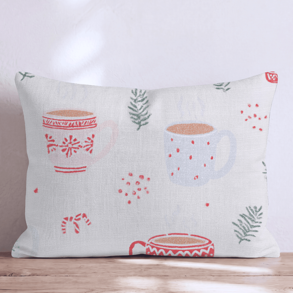Sweater Mug Holly Cream Throw Pillow - Hillcroft Home