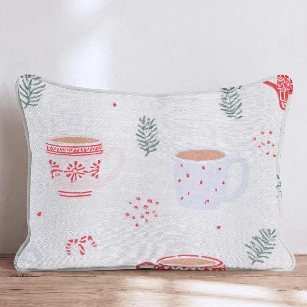 Sweater Mug Holly Cream Throw Pillow - Hillcroft Home