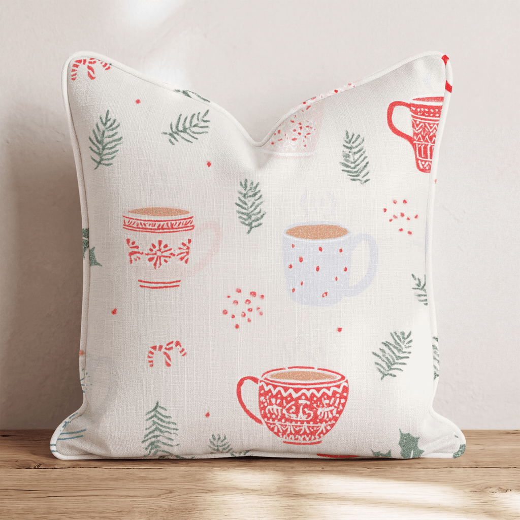 Sweater Mug Holly Cream Throw Pillow - Hillcroft Home