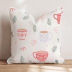 Sweater Mug Holly Cream Throw Pillow - Hillcroft Home