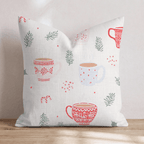 Sweater Mug Holly Cream Throw Pillow - Hillcroft Home