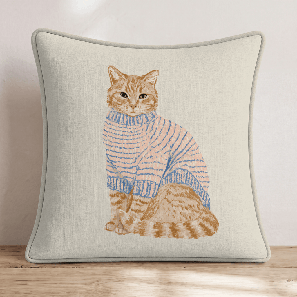 Sweater Tabby Throw Pillow - Hillcroft Home