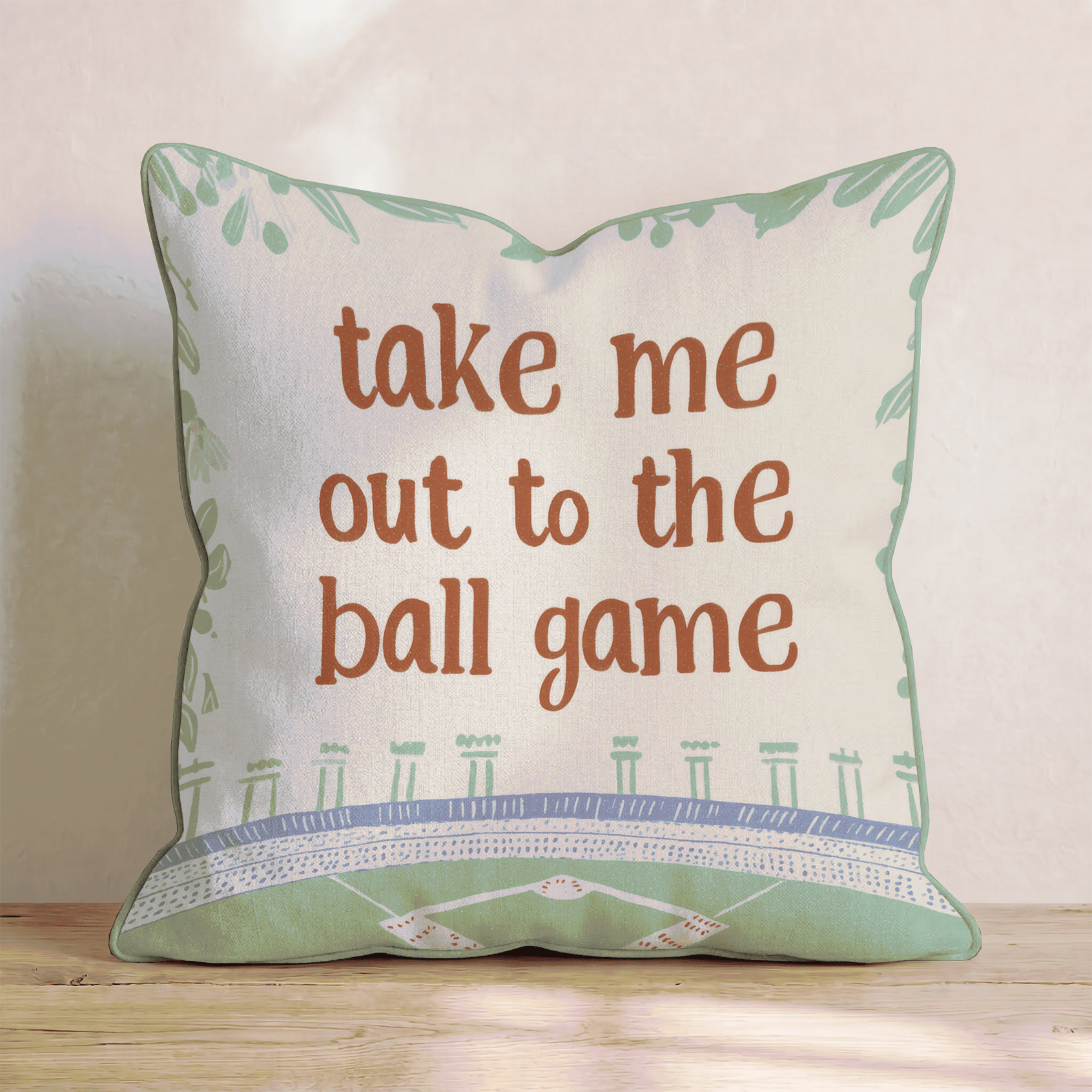 Take Me Out To The Ball Game Throw Pillow - Hillcroft Home