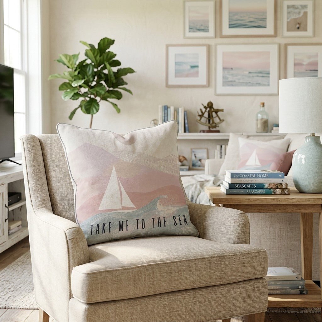 take me to the sea Throw Pillow - Hillcroft Home
