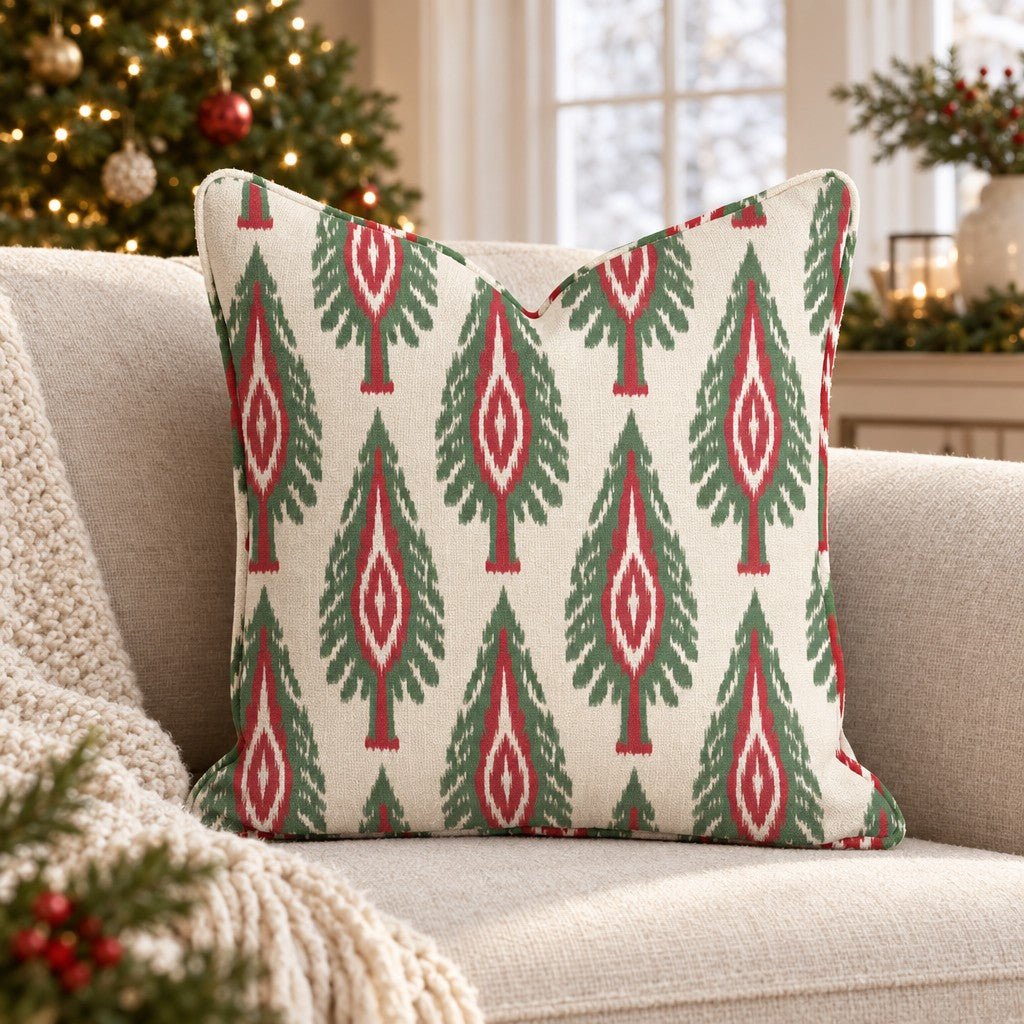 Tannenbaum Ikat Throw Pillow throw pillow - Hillcroft Home