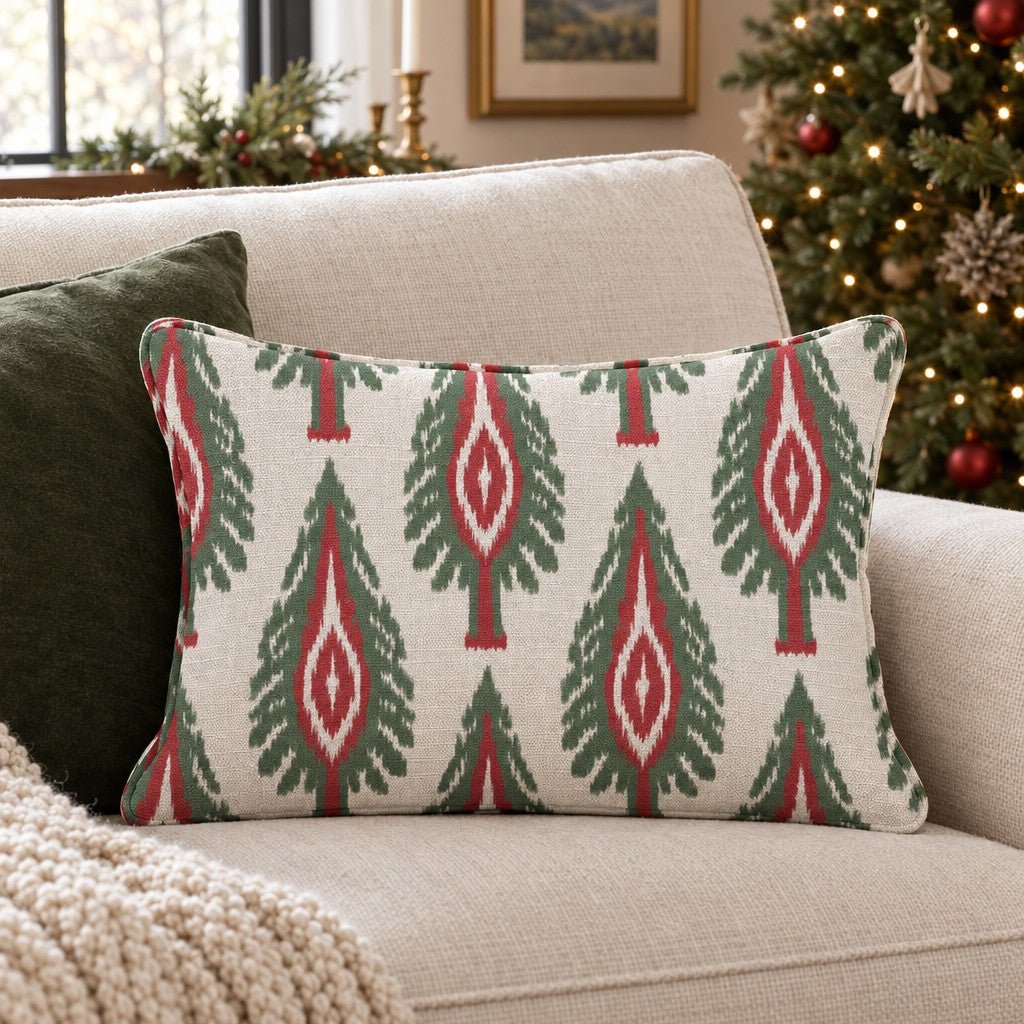 Tannenbaum Ikat Throw Pillow throw pillow - Hillcroft Home