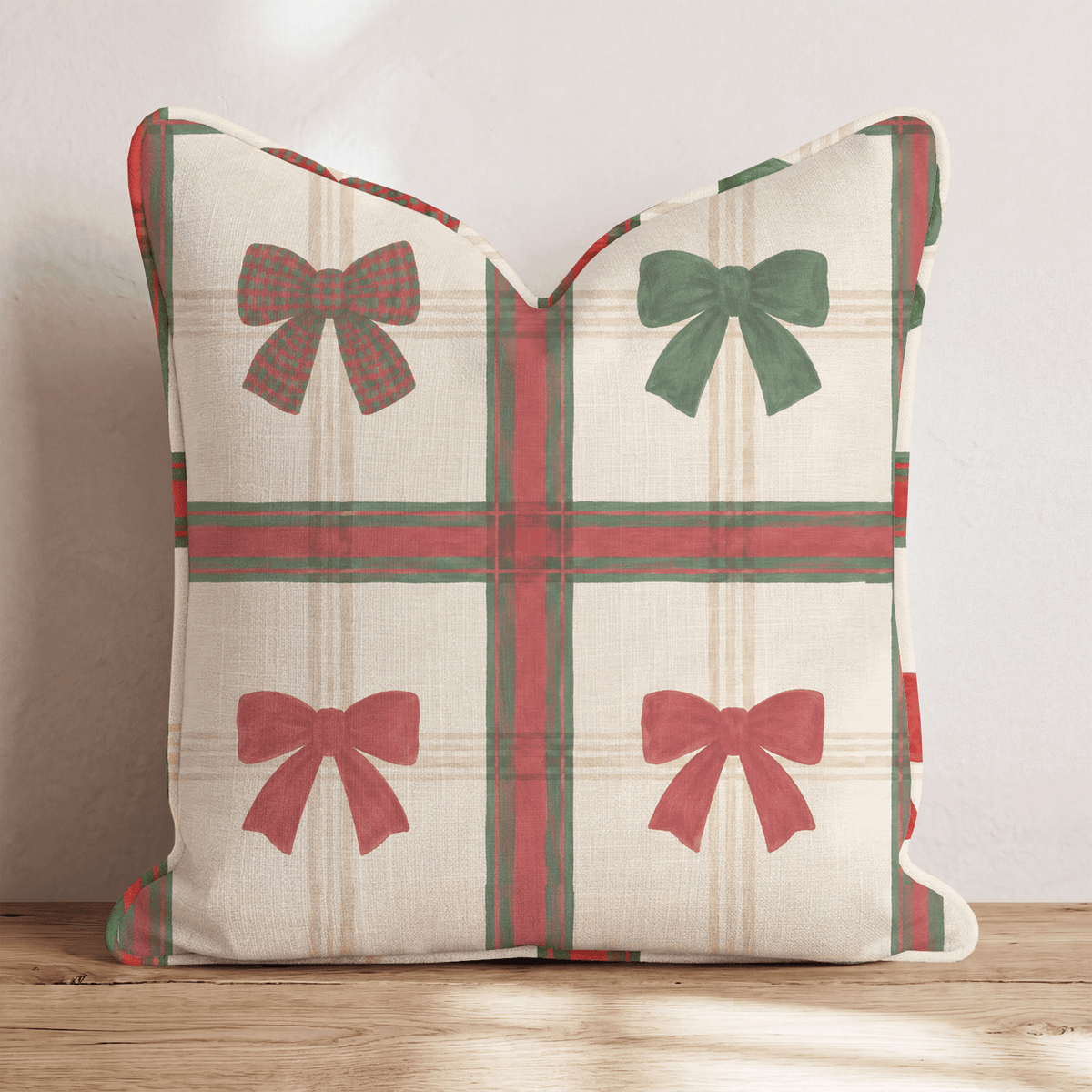 Tartan Bow Sampler Throw Pillow throw pillow - Hillcroft Home