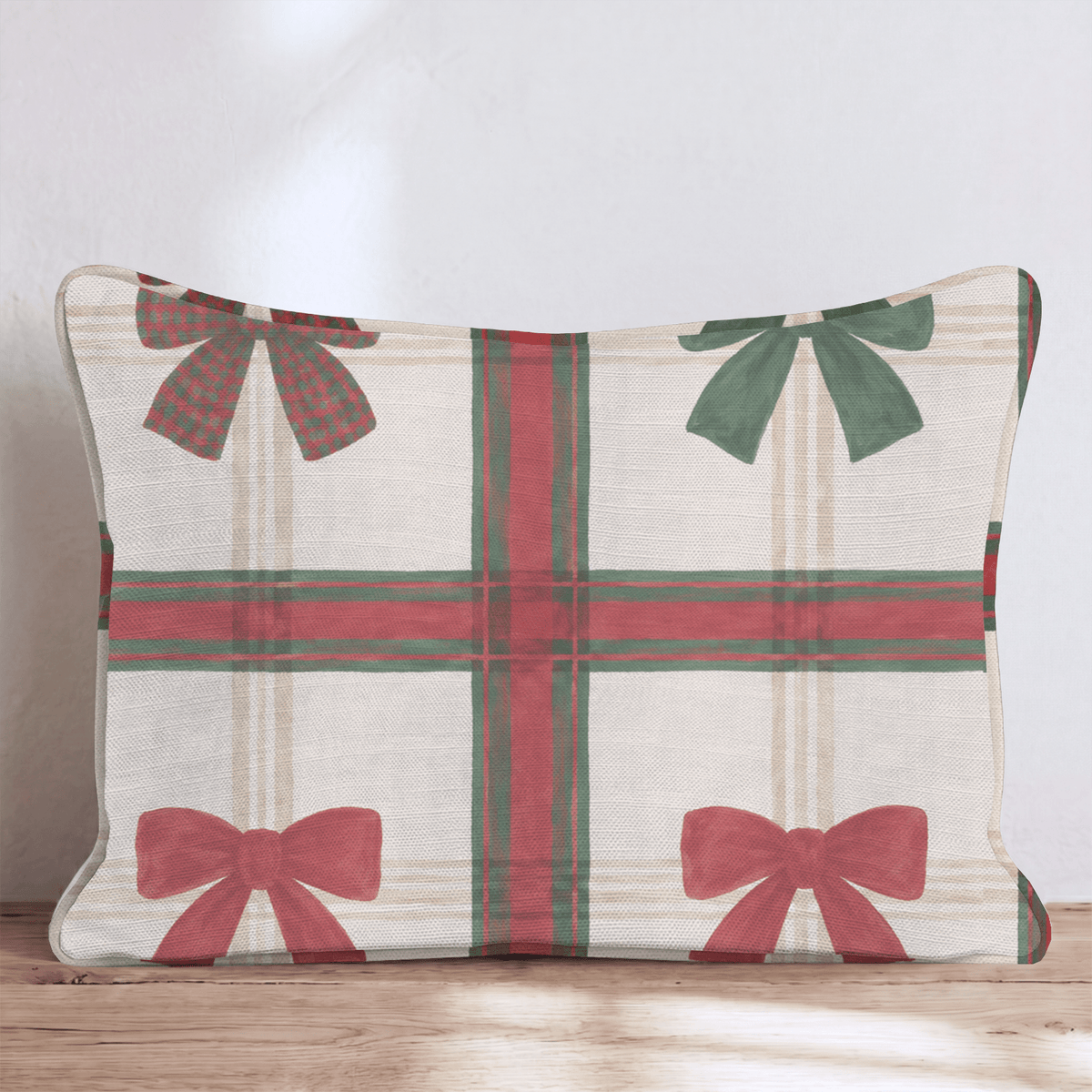 Tartan Bow Sampler Throw Pillow throw pillow - Hillcroft Home
