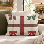 Tartan Bow Sampler Throw Pillow throw pillow - Hillcroft Home