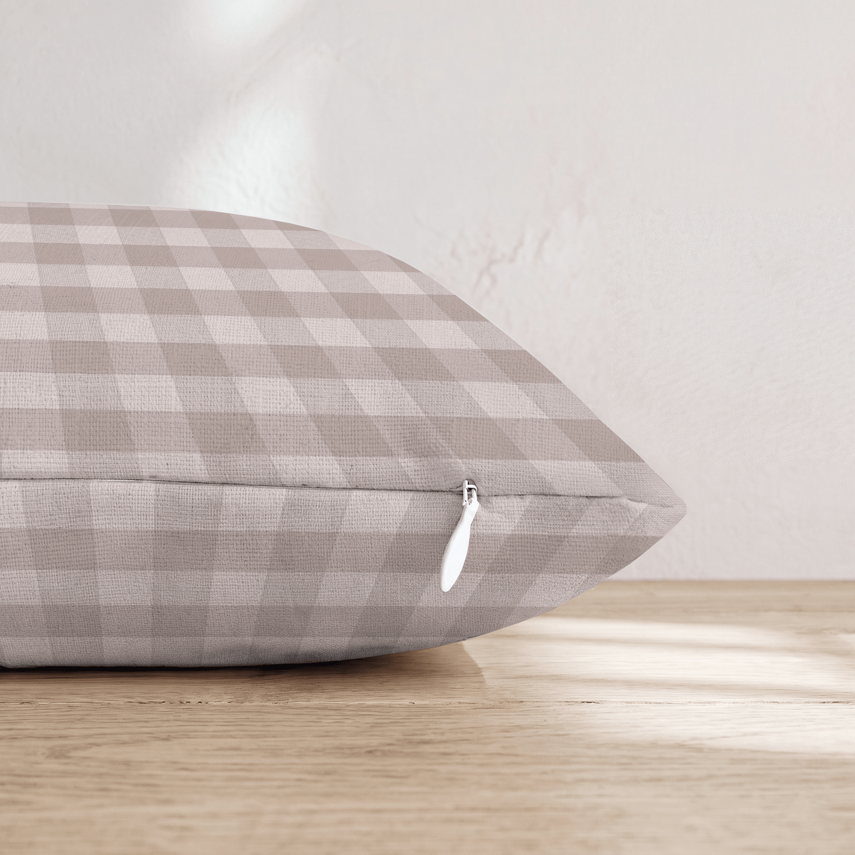 Taupe Blush Gingham Throw Pillow - Hillcroft Home