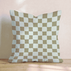Taupe Cream Checker Throw Pillow - Hillcroft Home