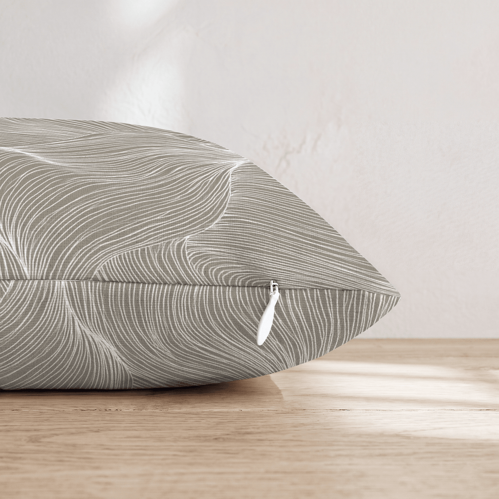 Taupe Flow Lines Throw Pillow - Hillcroft Home