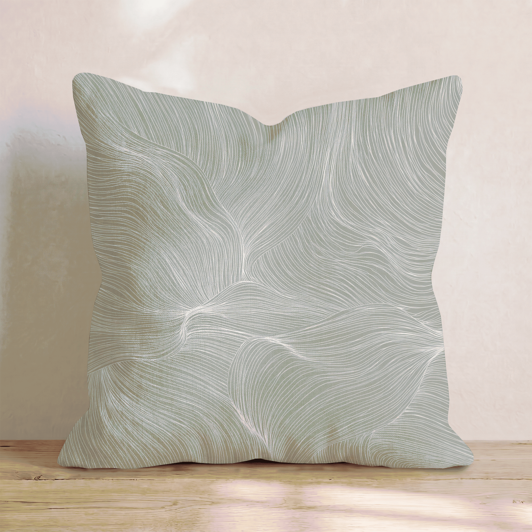 Taupe Flow Lines Throw Pillow - Hillcroft Home