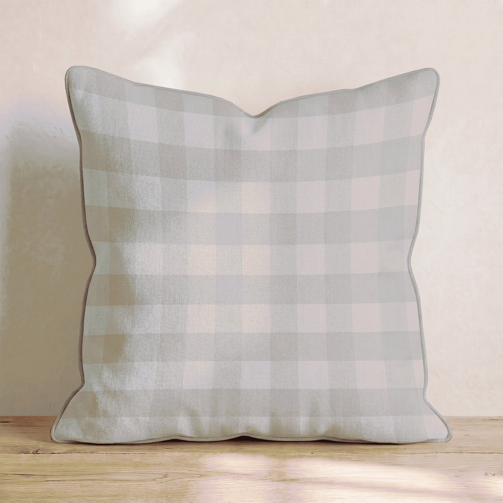 Taupe Linen Plaid Throw Pillow - Hillcroft Home