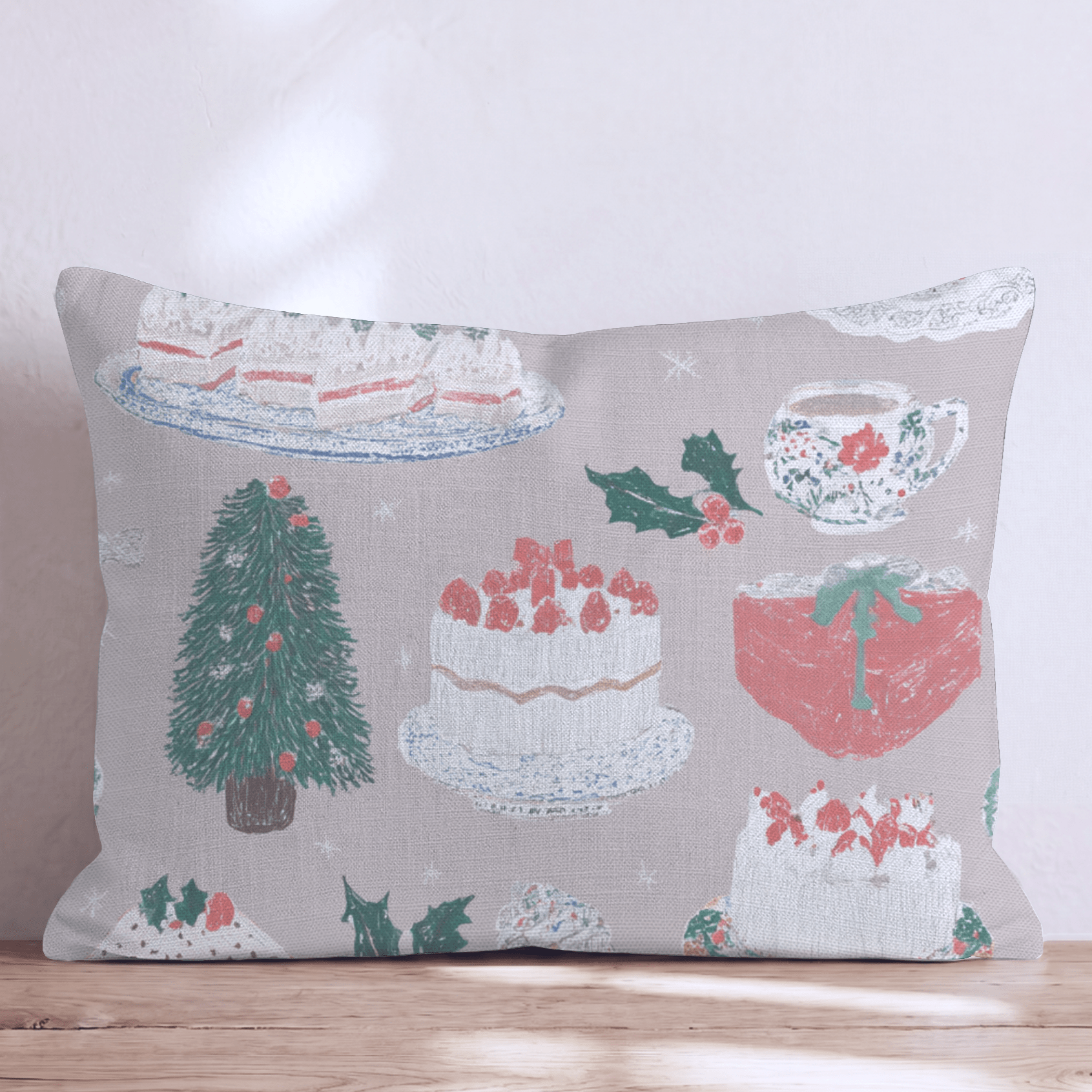 Tea and Tidings Throw Pillow - Hillcroft Home