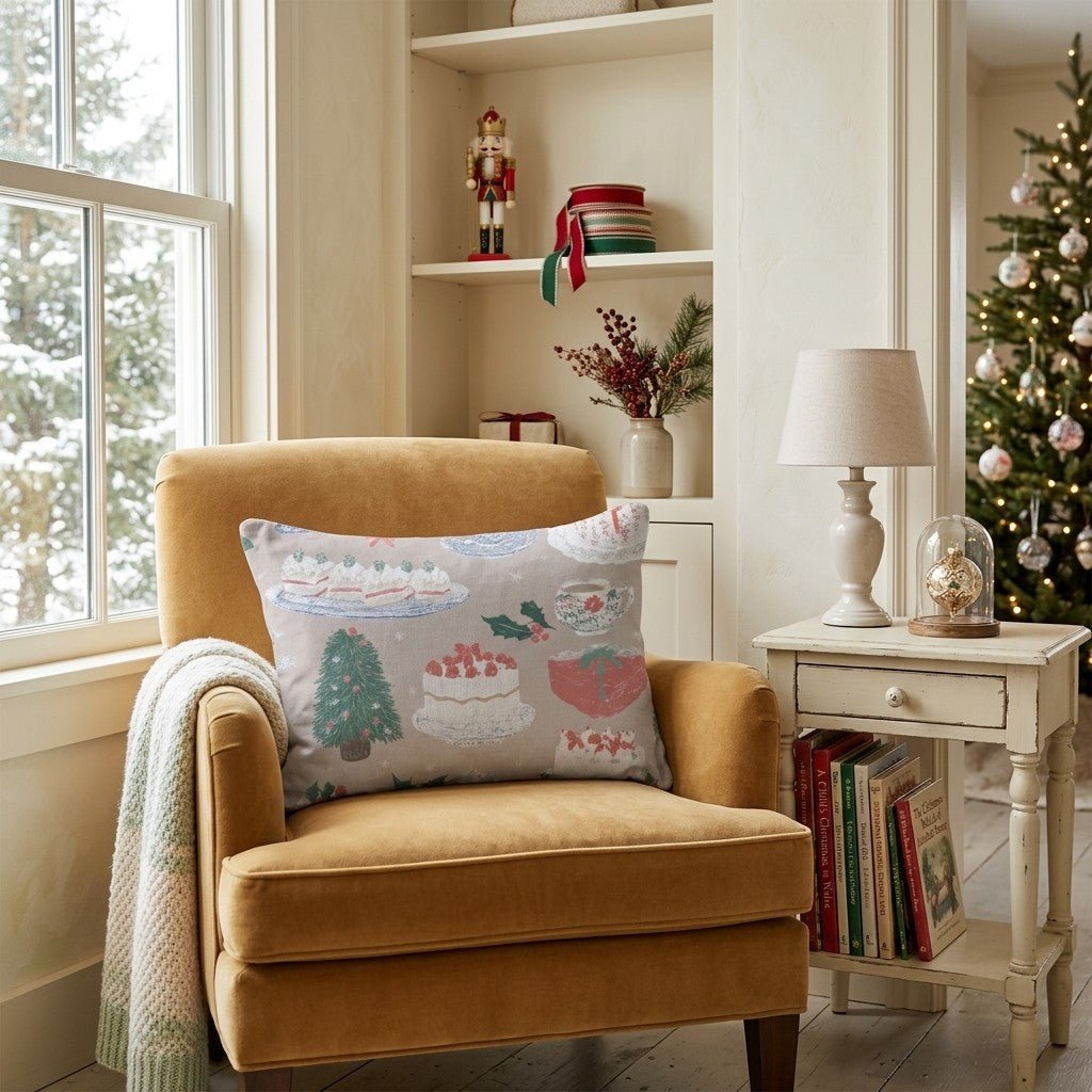 Tea and Tidings Throw Pillow - Hillcroft Home