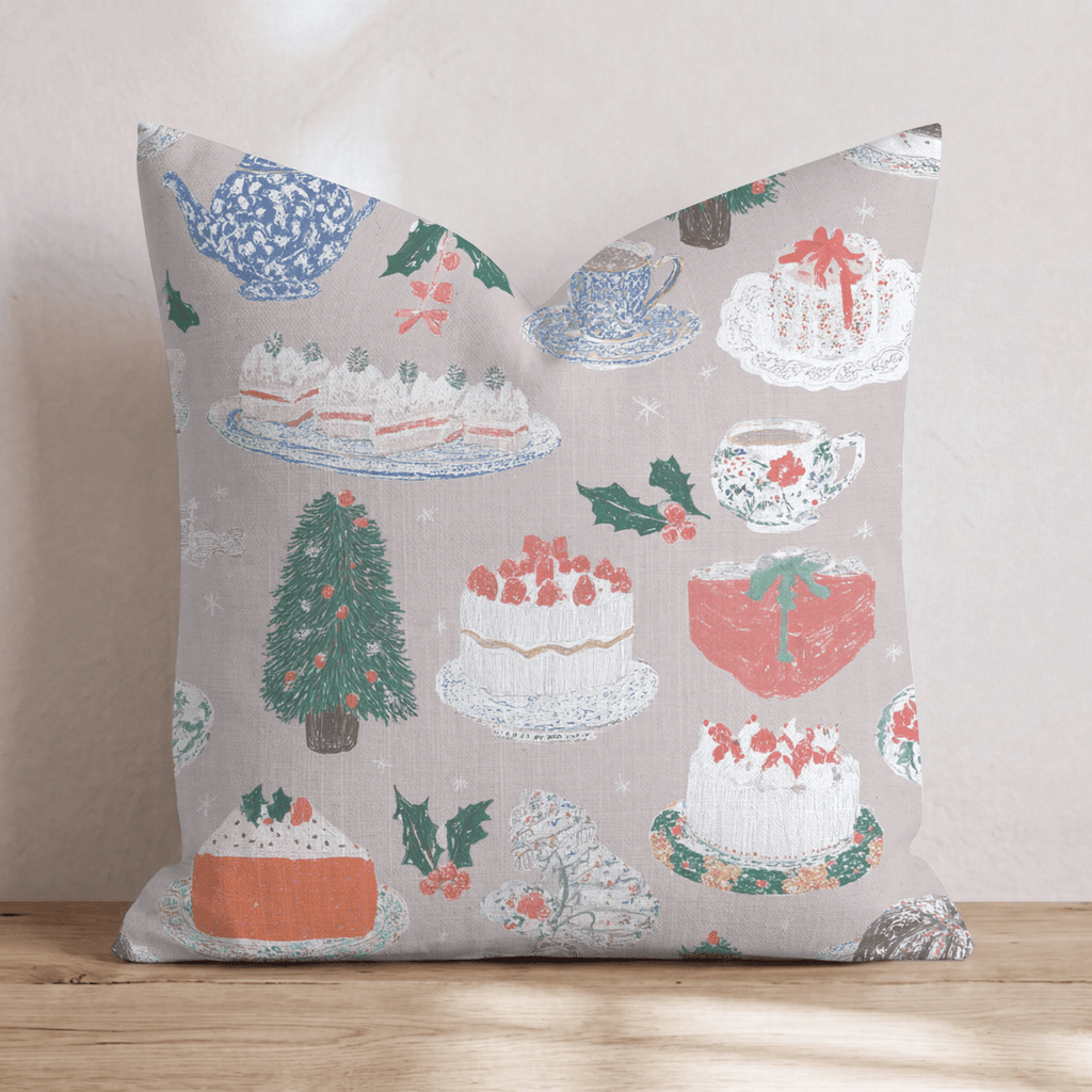 Tea and Tidings Throw Pillow - Hillcroft Home
