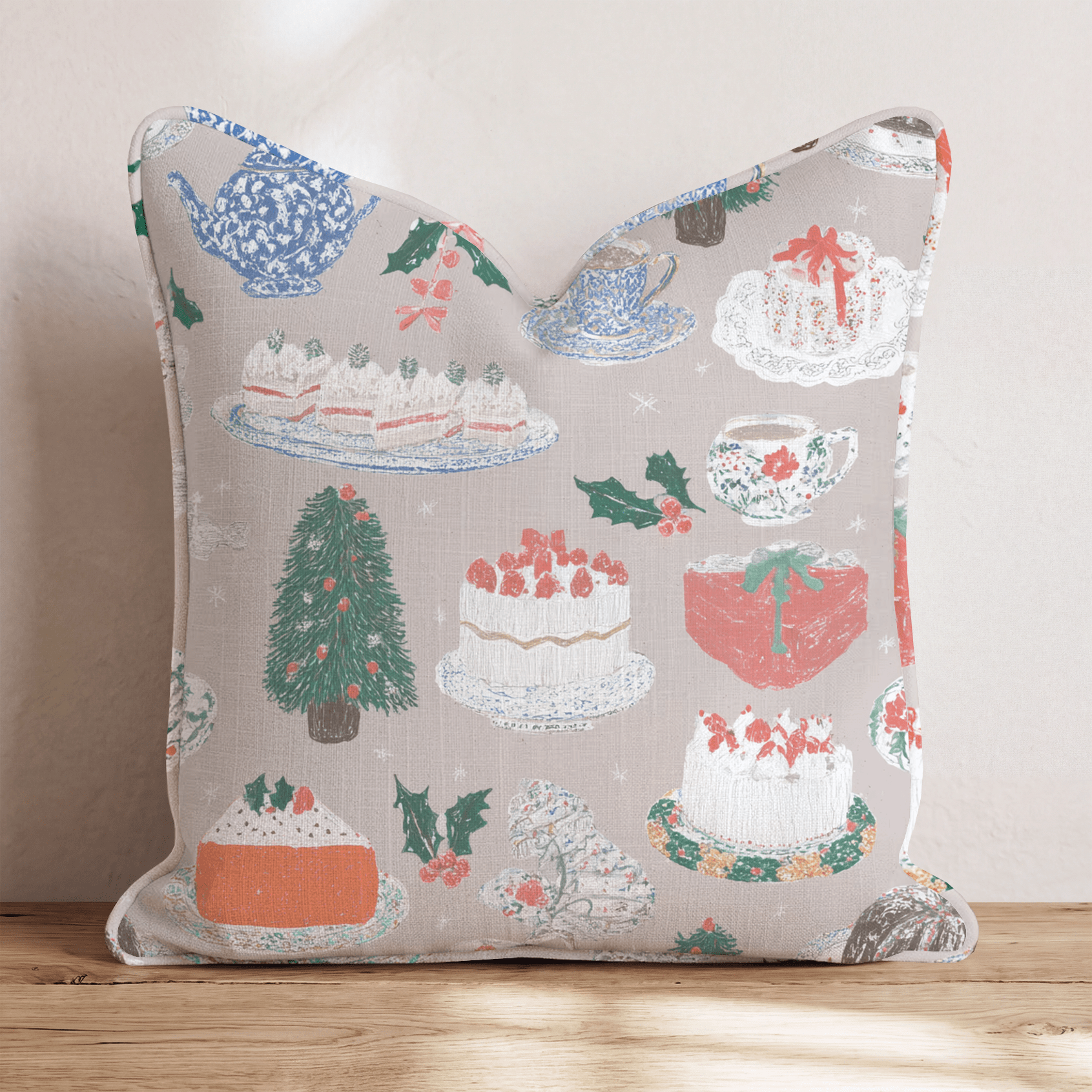 Tea and Tidings Throw Pillow - Hillcroft Home