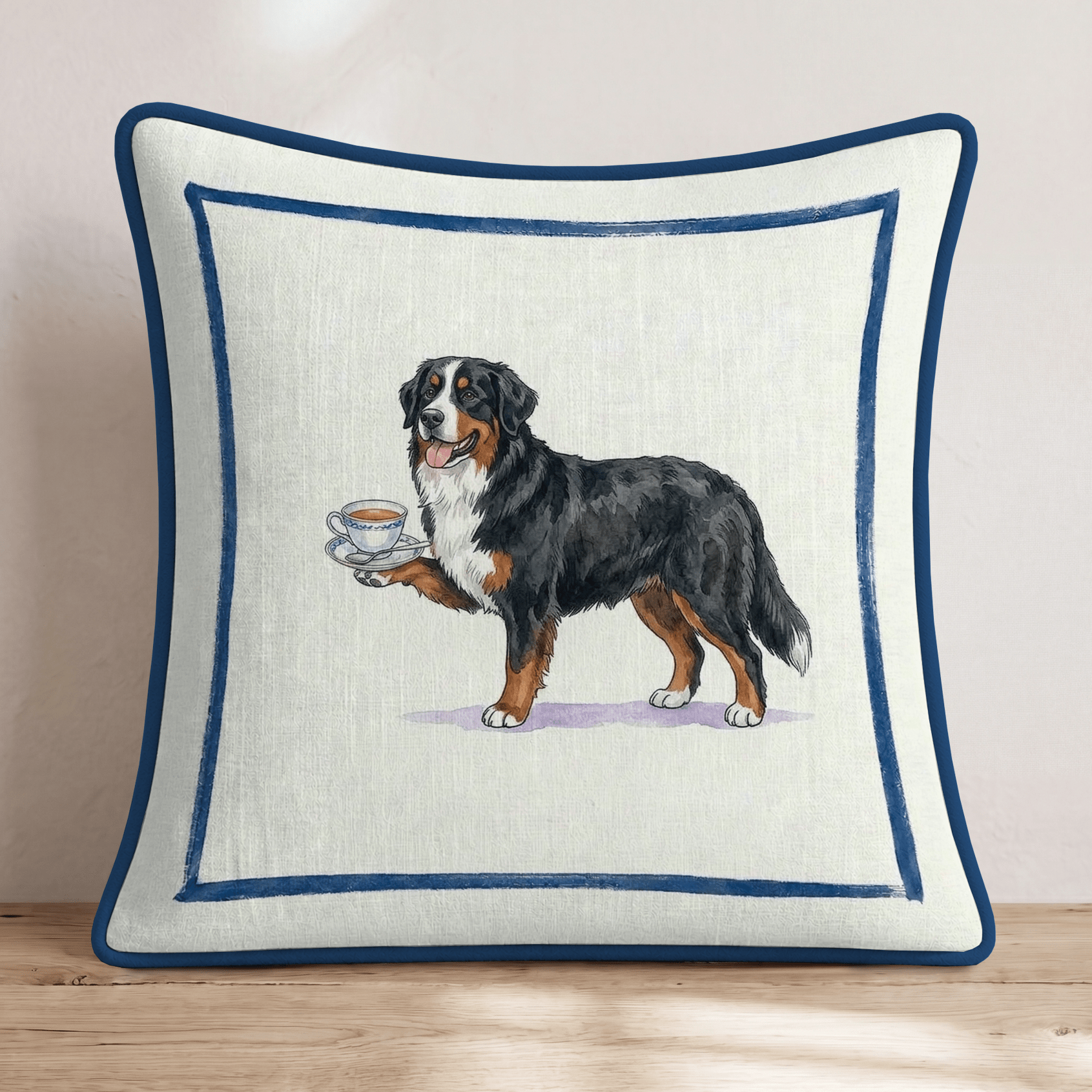 Tea Time Bernese Mountain Dog Throw Pillow - Hillcroft Home