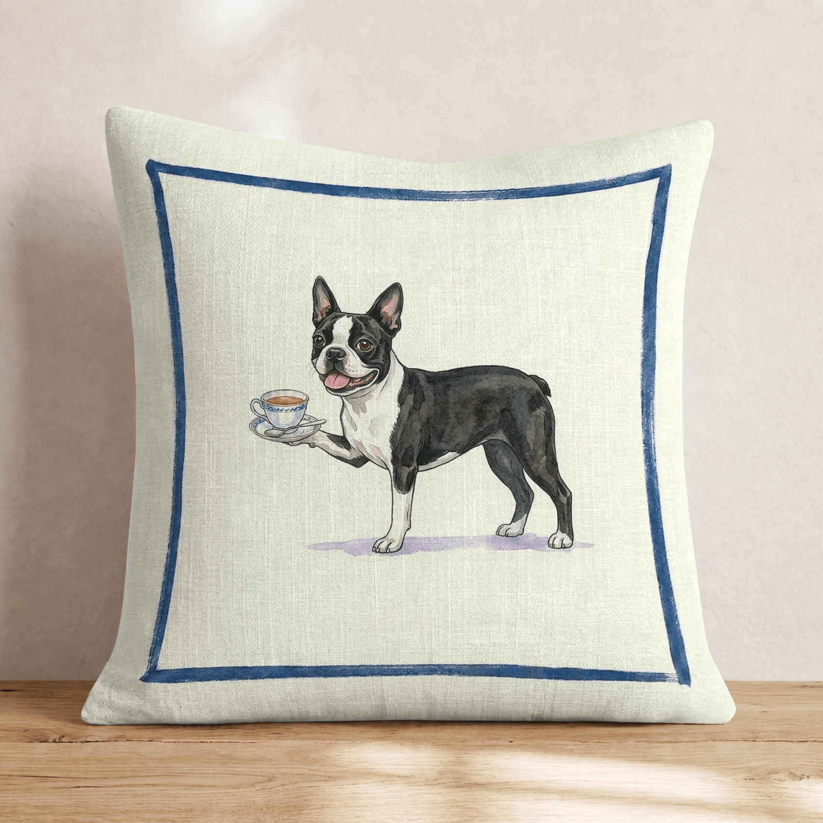Tea Time Boston Terrier Throw Pillow - Hillcroft Home