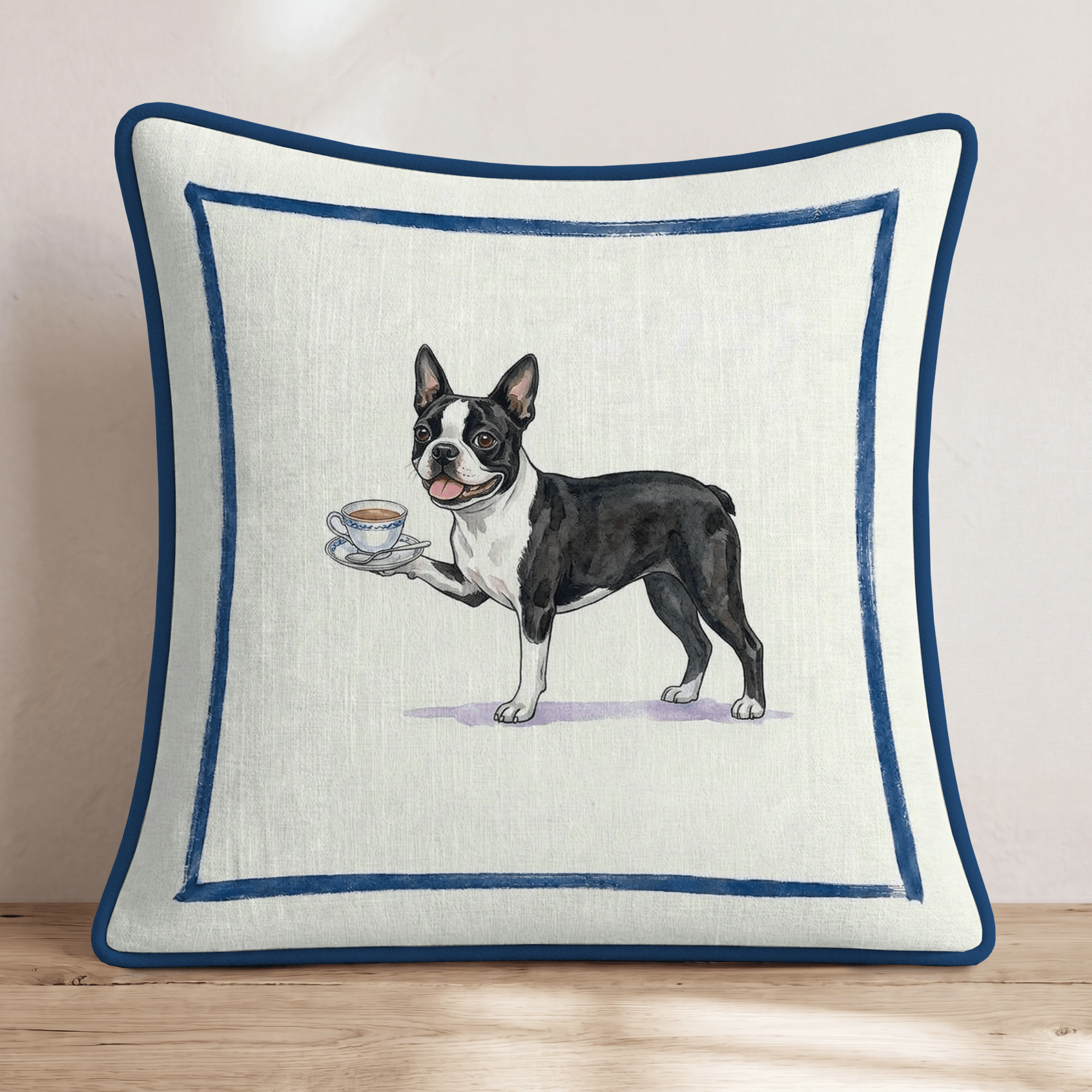Tea Time Boston Terrier Throw Pillow - Hillcroft Home
