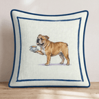 Tea Time Bulldog Throw Pillow - Hillcroft Home