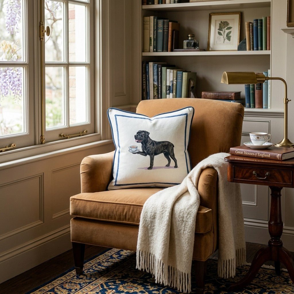 Tea Time Cane Corso Throw Pillow - Hillcroft Home
