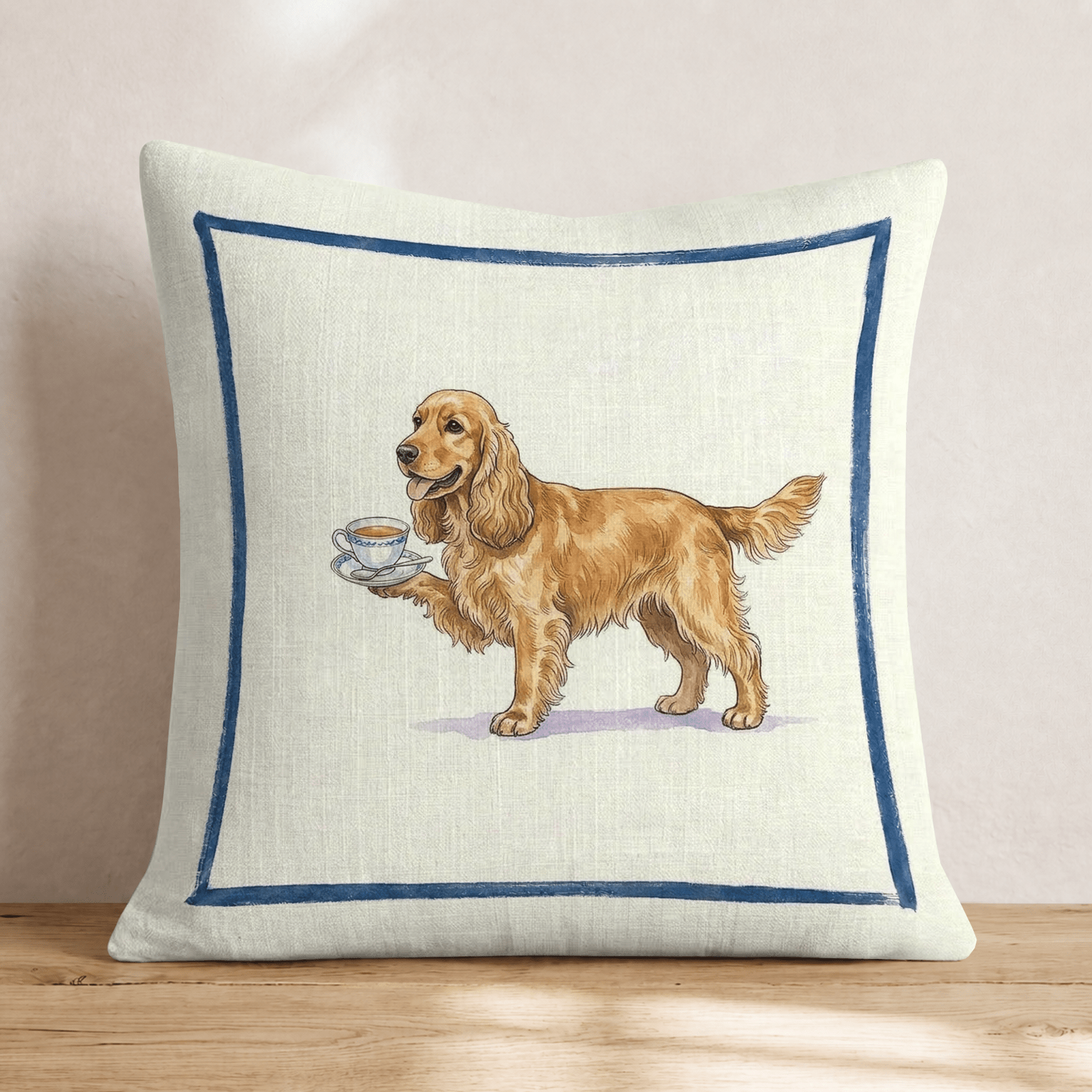 Tea Time Cocker Spaniel Throw Pillow - Hillcroft Home