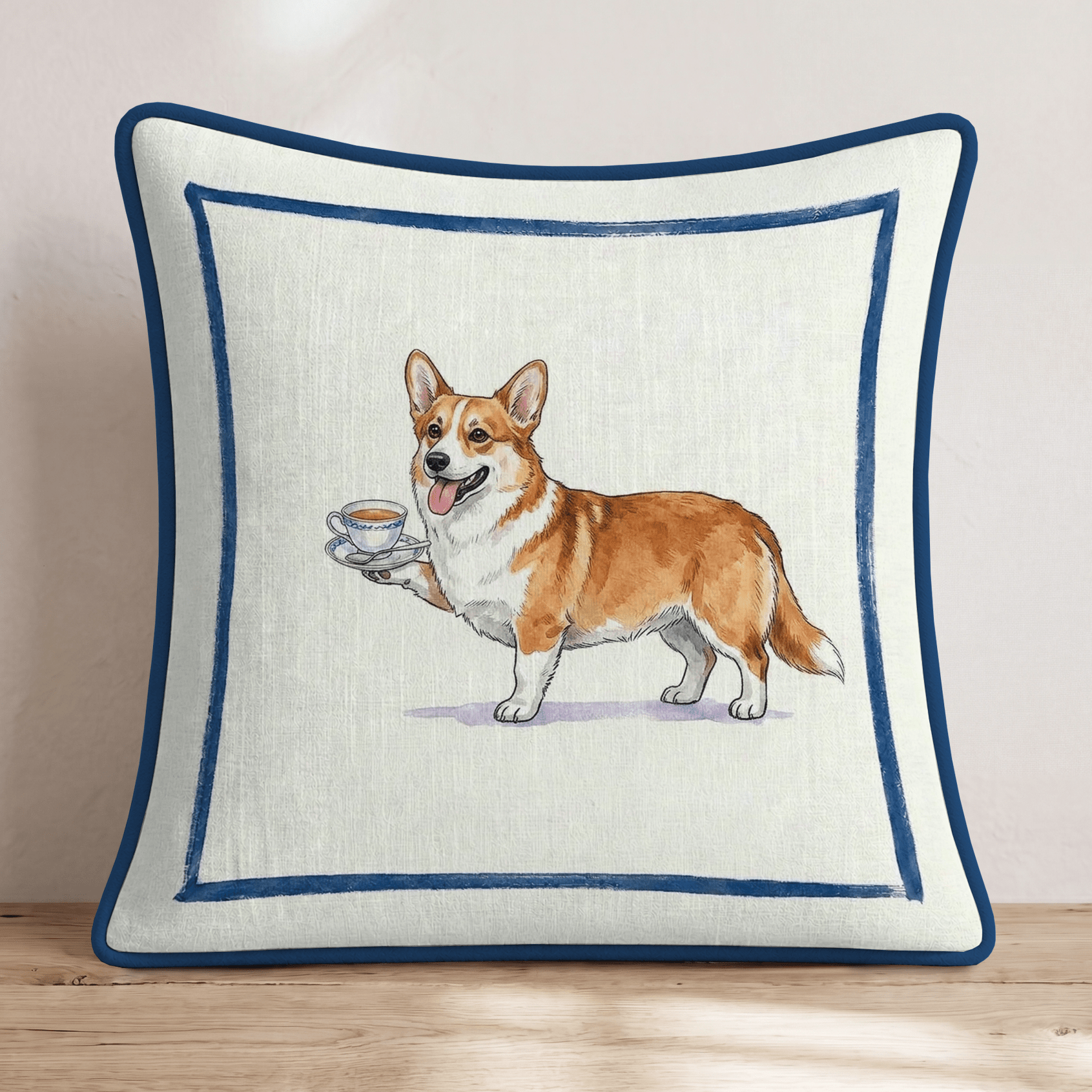 Tea Time Corgi Throw Pillow - Hillcroft Home