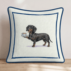 Tea Time Dachshund Throw Pillow - Hillcroft Home