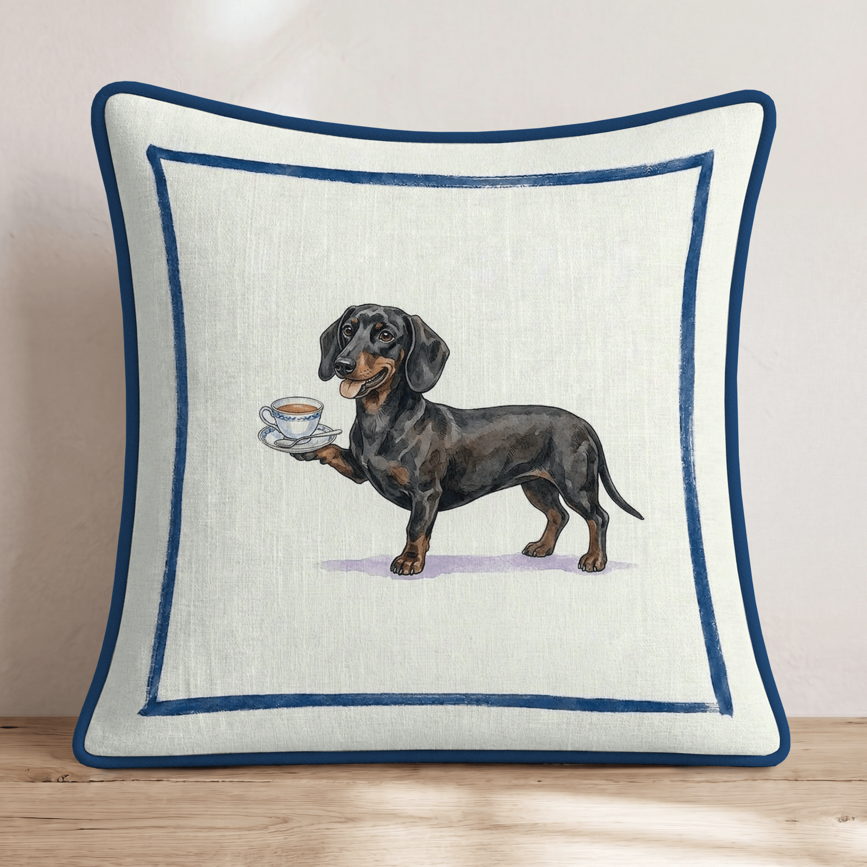 Tea Time Dachshund Throw Pillow - Hillcroft Home