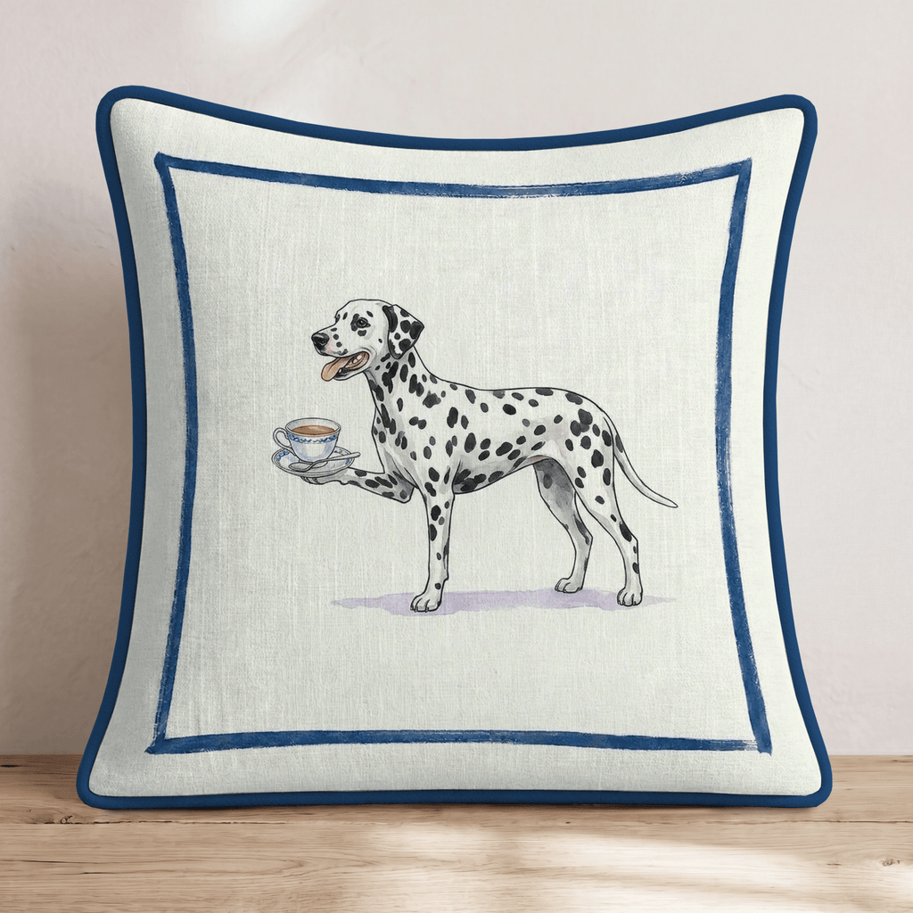 Tea Time Dalmation Throw Pillow - Hillcroft Home