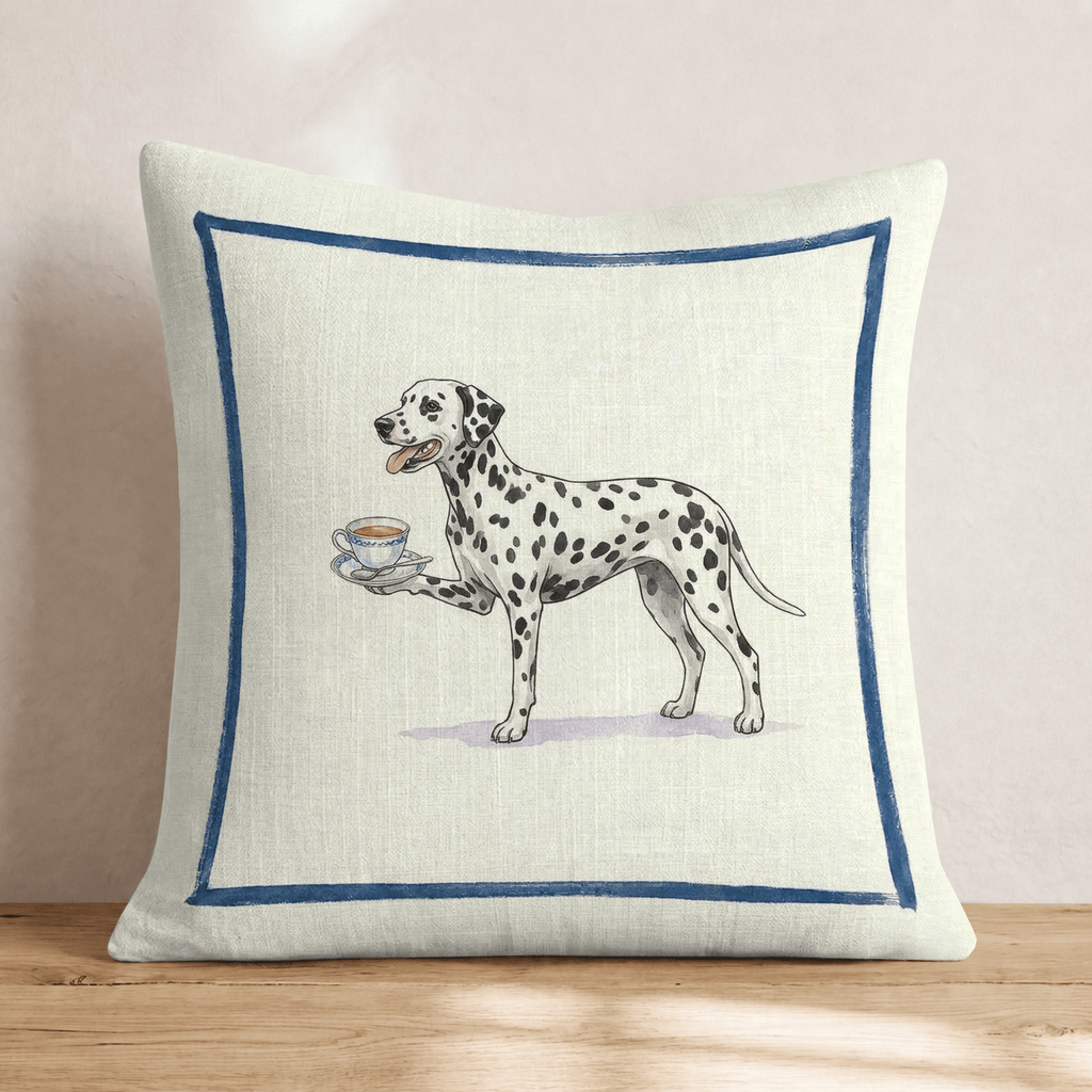 Tea Time Dalmation Throw Pillow - Hillcroft Home
