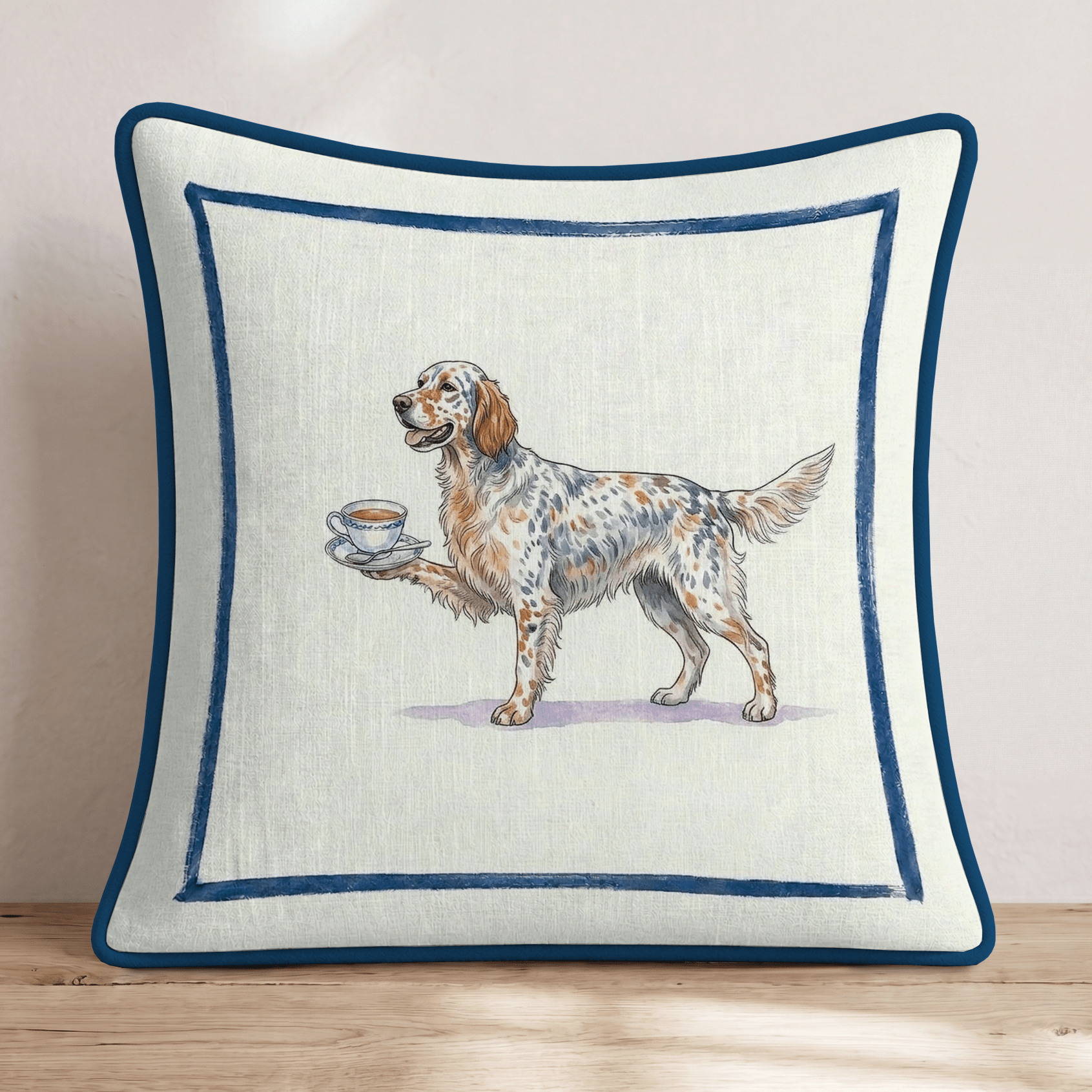 Tea Time English Setter Throw Pillow - Hillcroft Home
