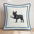 Tea Time Frenchie Throw Pillow - Hillcroft Home