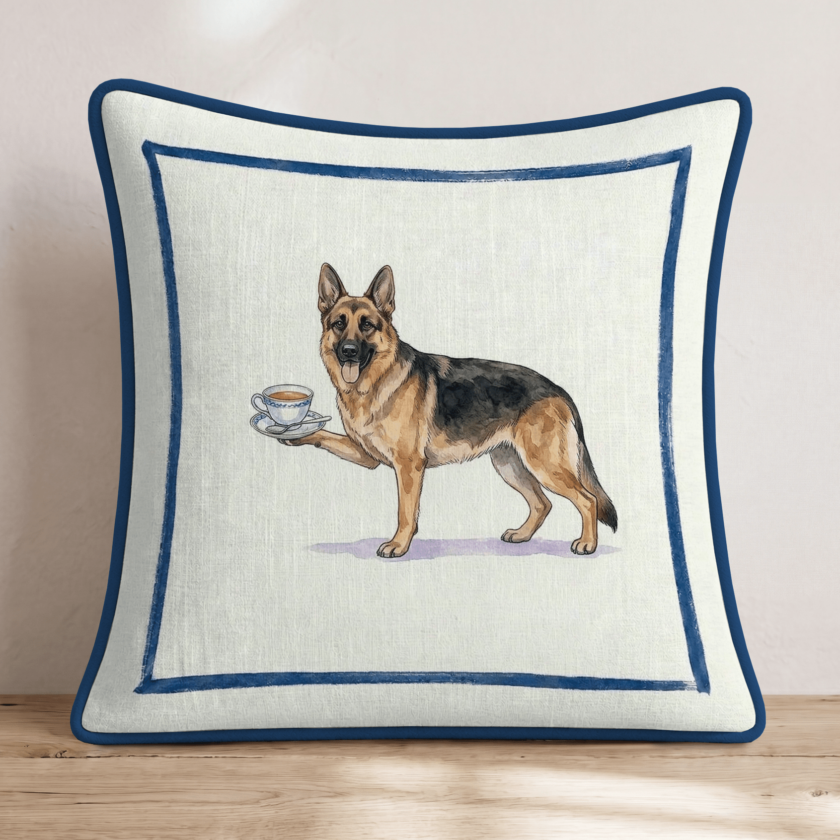 Tea Time German Shepherd Throw Pillow - Hillcroft Home