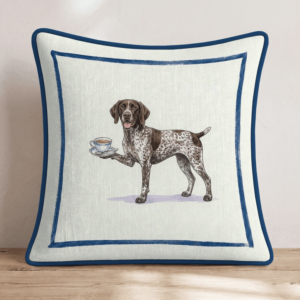 Tea Time German Shorthaired Pointer Throw Pillow - Hillcroft Home