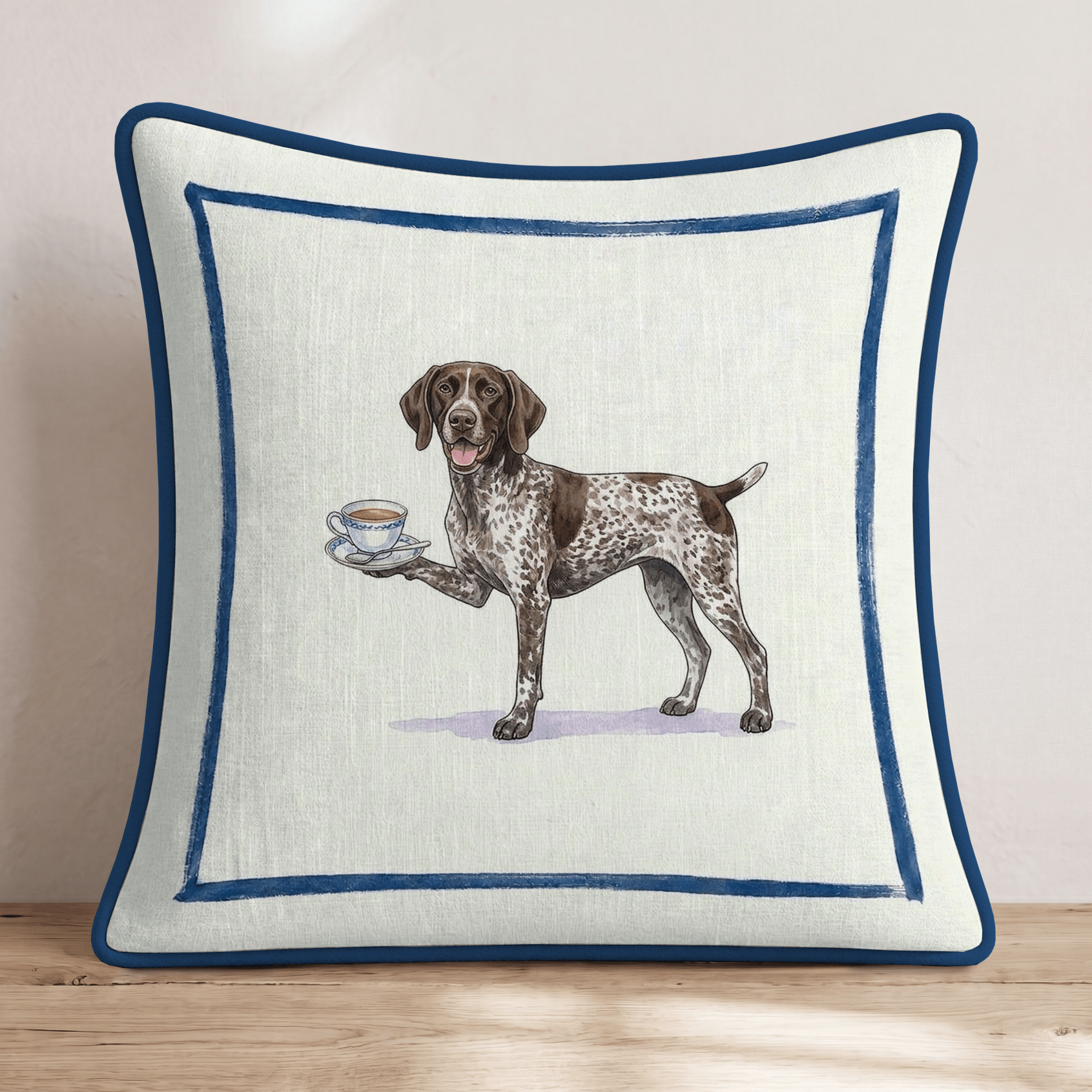 Tea Time German Shorthaired Pointer Throw Pillow - Hillcroft Home