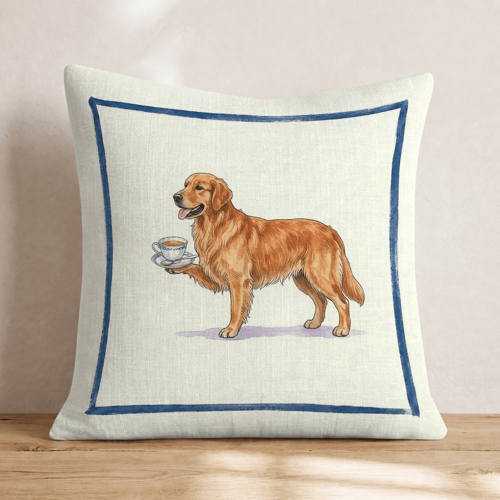 Tea Time Golden Retriever Throw Pillow - Hillcroft Home