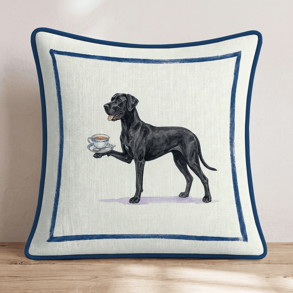 Tea Time Great Dane Throw Pillow - Hillcroft Home