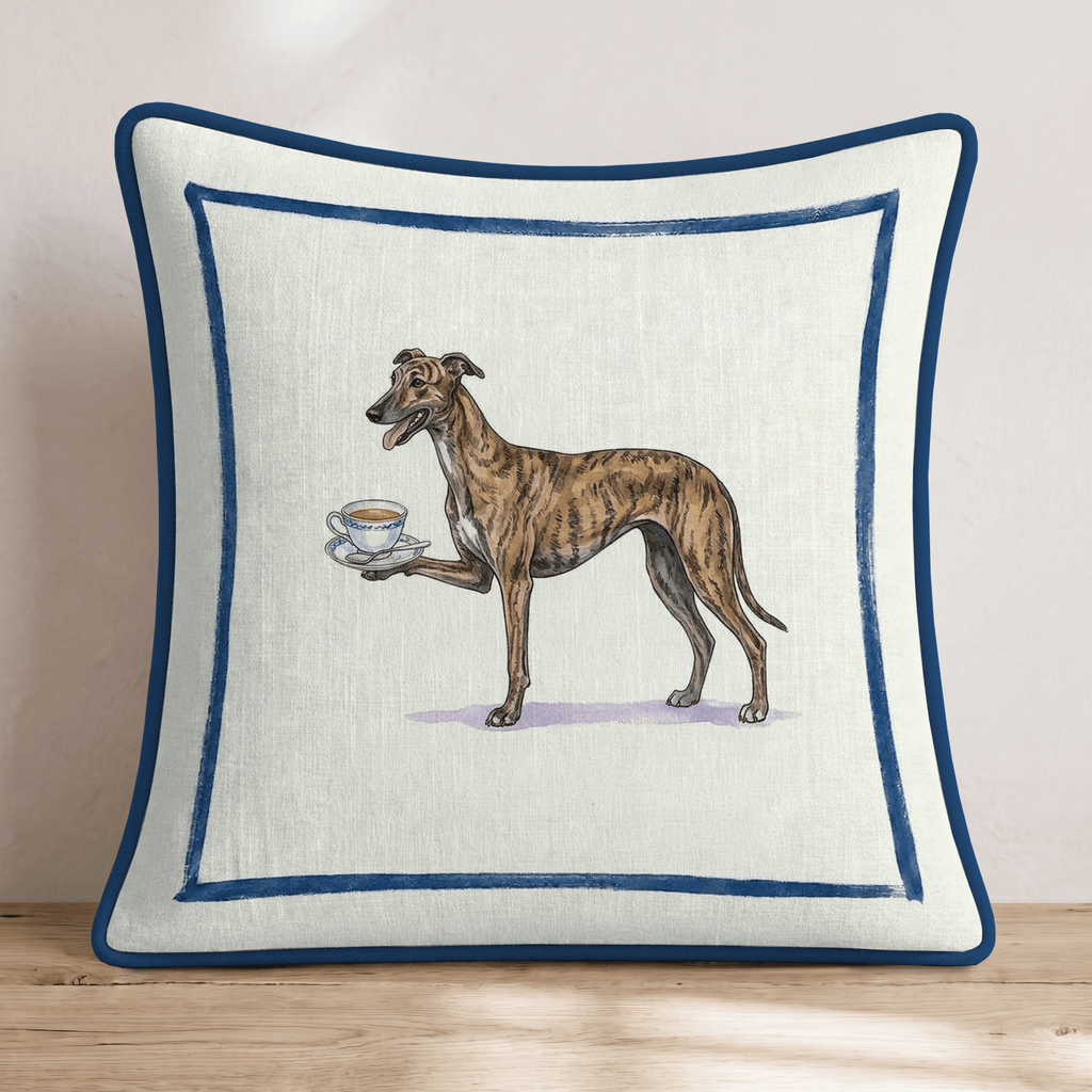 Tea Time Greyhound Throw Pillow - Hillcroft Home