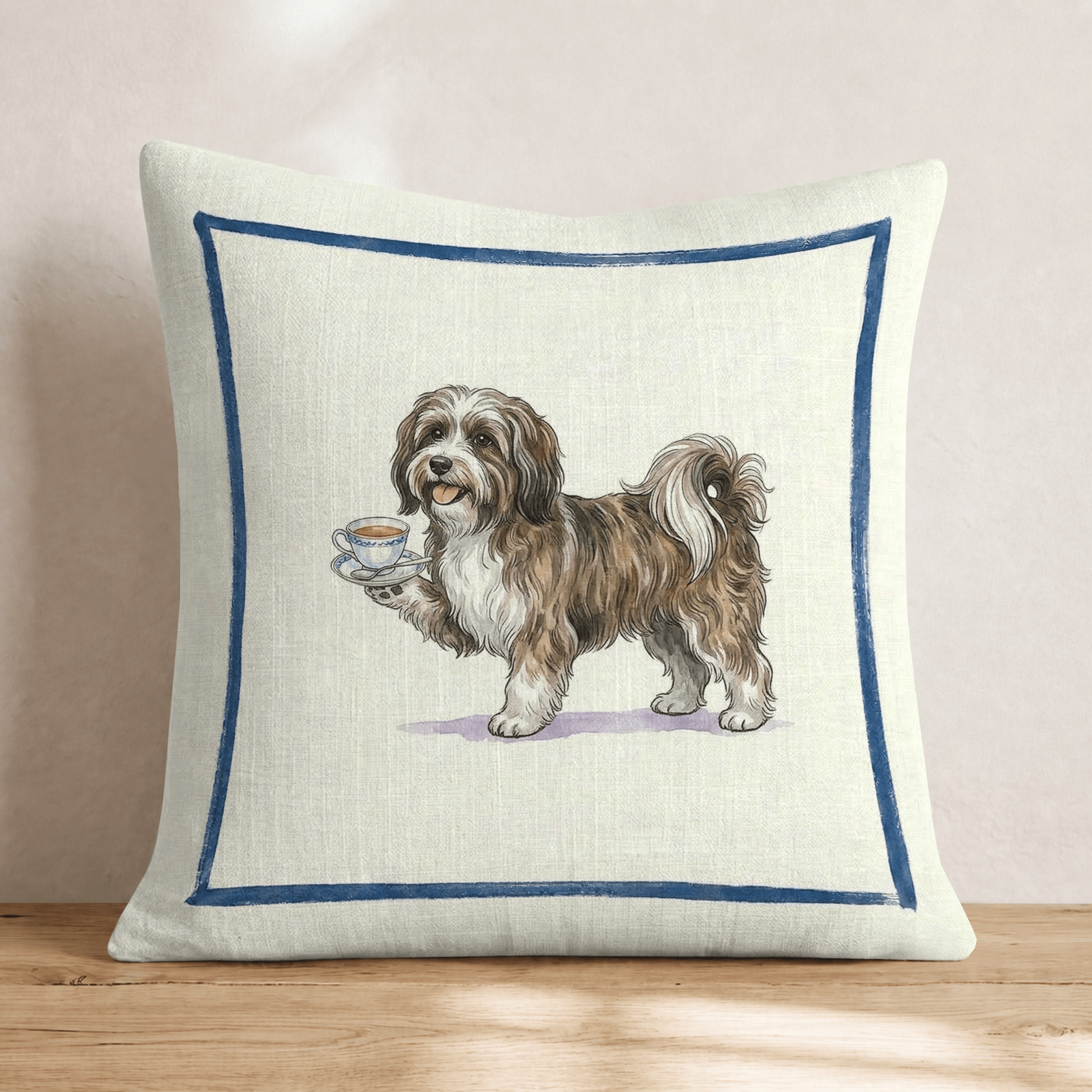 Tea Time Havanese Throw Pillow - Hillcroft Home