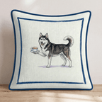 Tea Time Husky Throw Pillow - Hillcroft Home