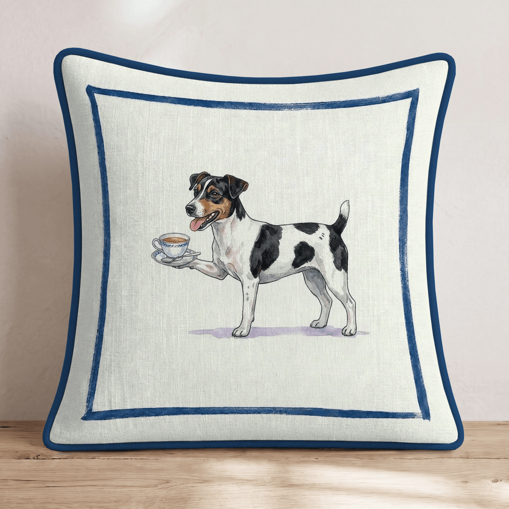 Tea Time Jack Russell Throw Pillow - Hillcroft Home