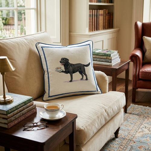 Tea Time Labrador Retriever Throw Pillow - Hillcroft Home