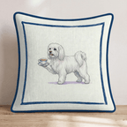 Tea Time Maltese Throw Pillow - Hillcroft Home