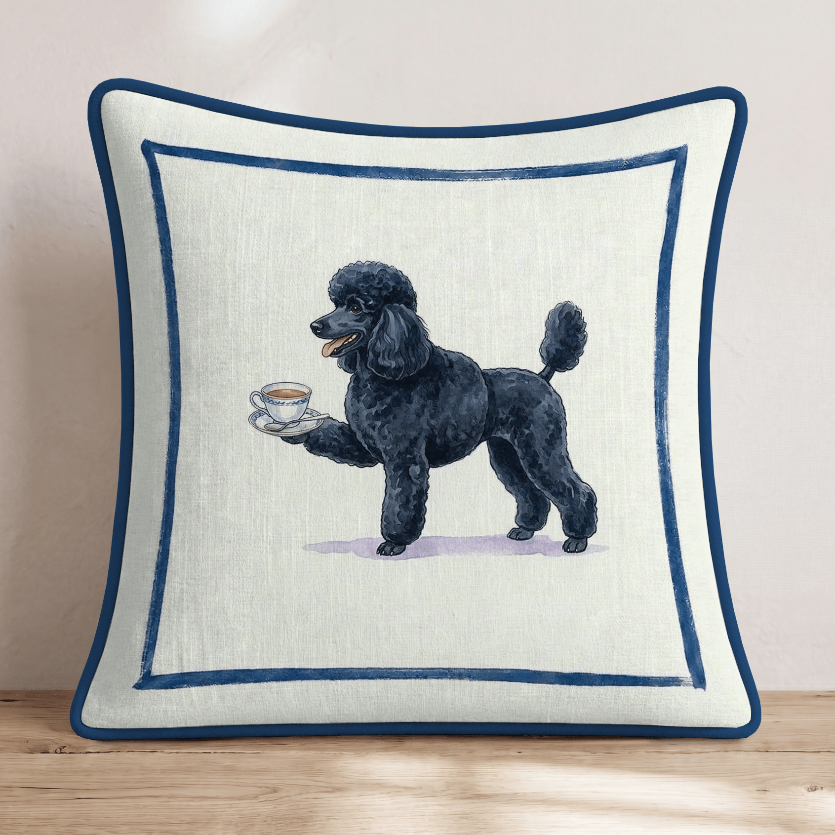Tea Time Poodle Throw Pillow - Hillcroft Home
